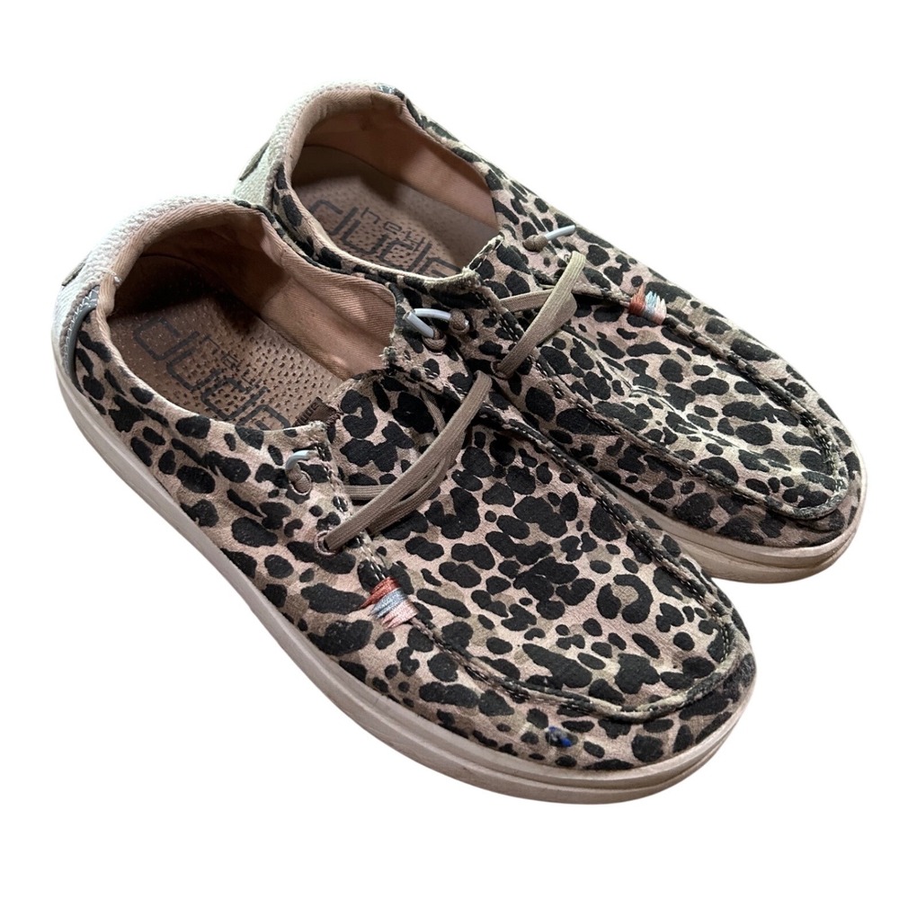 Hey Dude Wendy Rise Leopard Print Platform Loafers Womens Size 9 Slip On Shoes